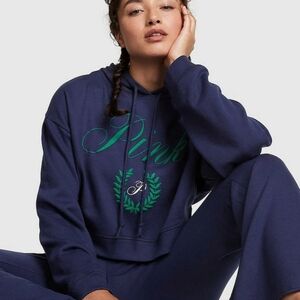 PINK Victoria's Secret Blue Cropped Hoodie